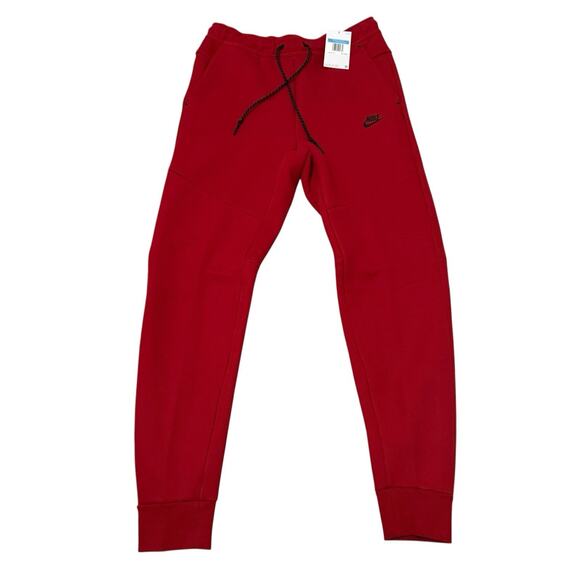 Nike Sportswear Tech Fleece Joggers Pant Men's Size Medium Red Black HV0959-687 - Picture 1 of 10